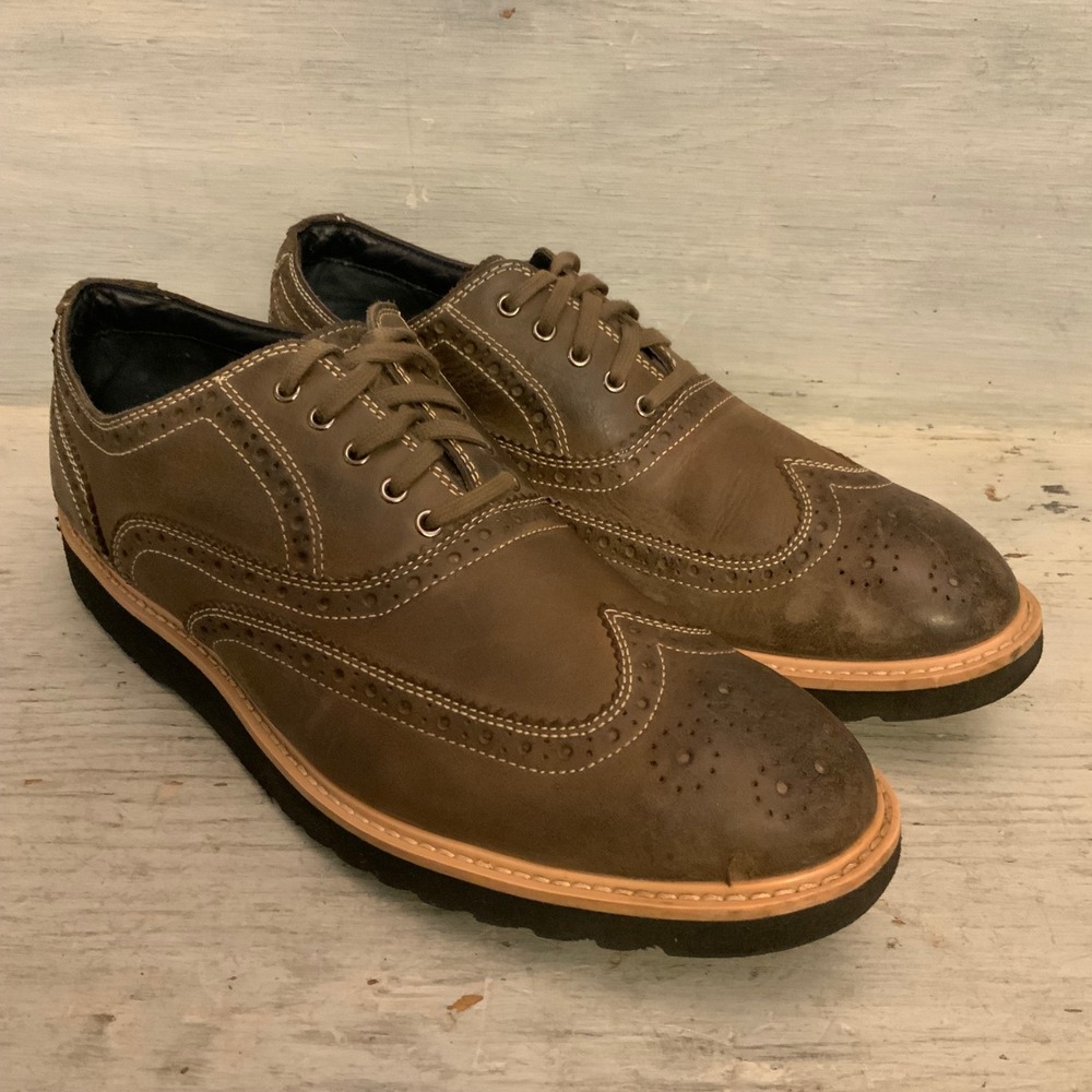 Cole Haan Men's Leather Brown Wingtip Oxford Dress Shoes Size 11.5m GC